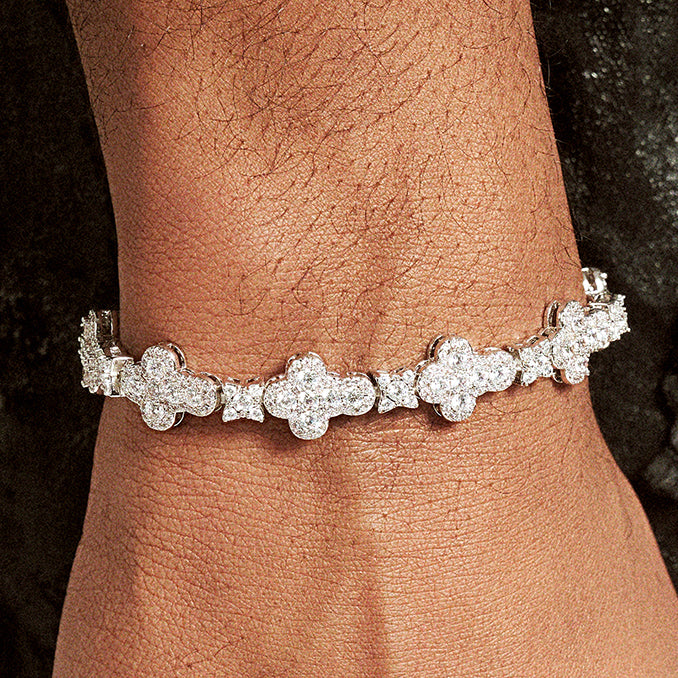 Cross Flower Hip Hop Zircon Bracelet