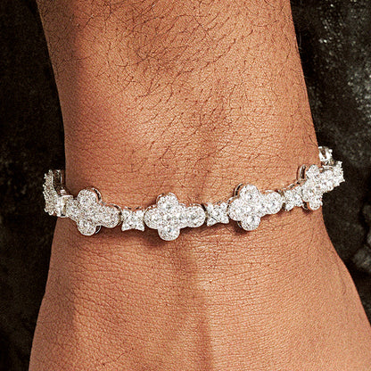 Cross Flower Hip Hop Zircon Bracelet