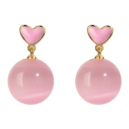 Peach Pink Cat's Eye Earrings