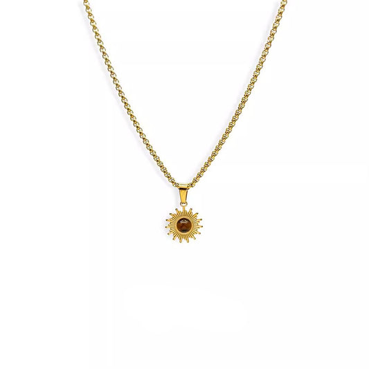 Sunflower Cat's Eye Pendant Necklace