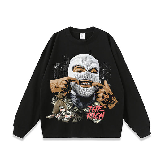 American Retro Hip-Hop Print Sweatshirt