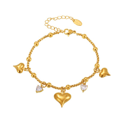 Heart-Shaped Zirconia Pendant Bracelet