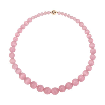 Peach Pink Cat's Eye Necklace