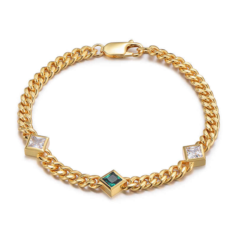 Green Zircon Cuban Chain