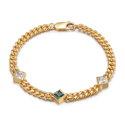 Green Zircon Cuban Chain