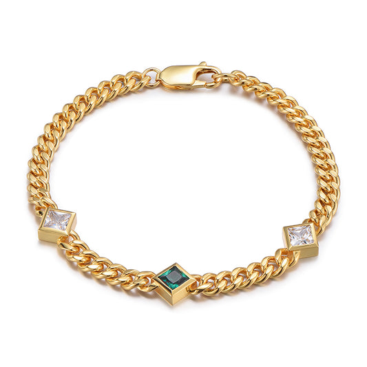 Green Zircon Cuban Chain