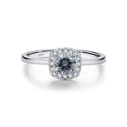 High-Grade Gray Sterling Silver Moissanite Ring