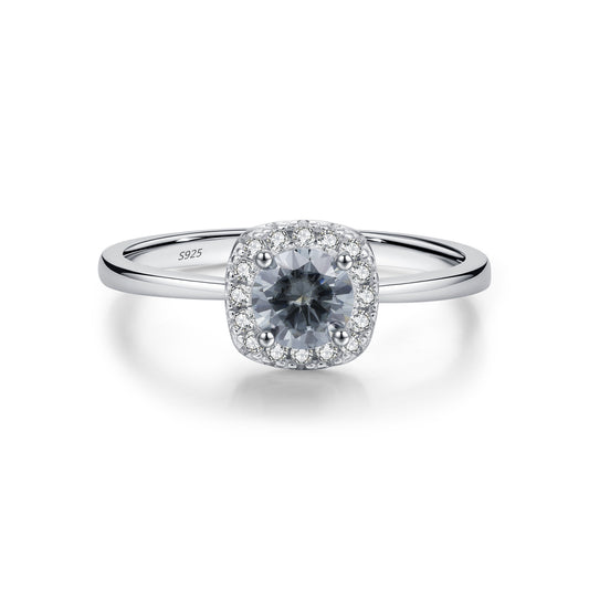 High-Grade Gray Sterling Silver Moissanite Ring