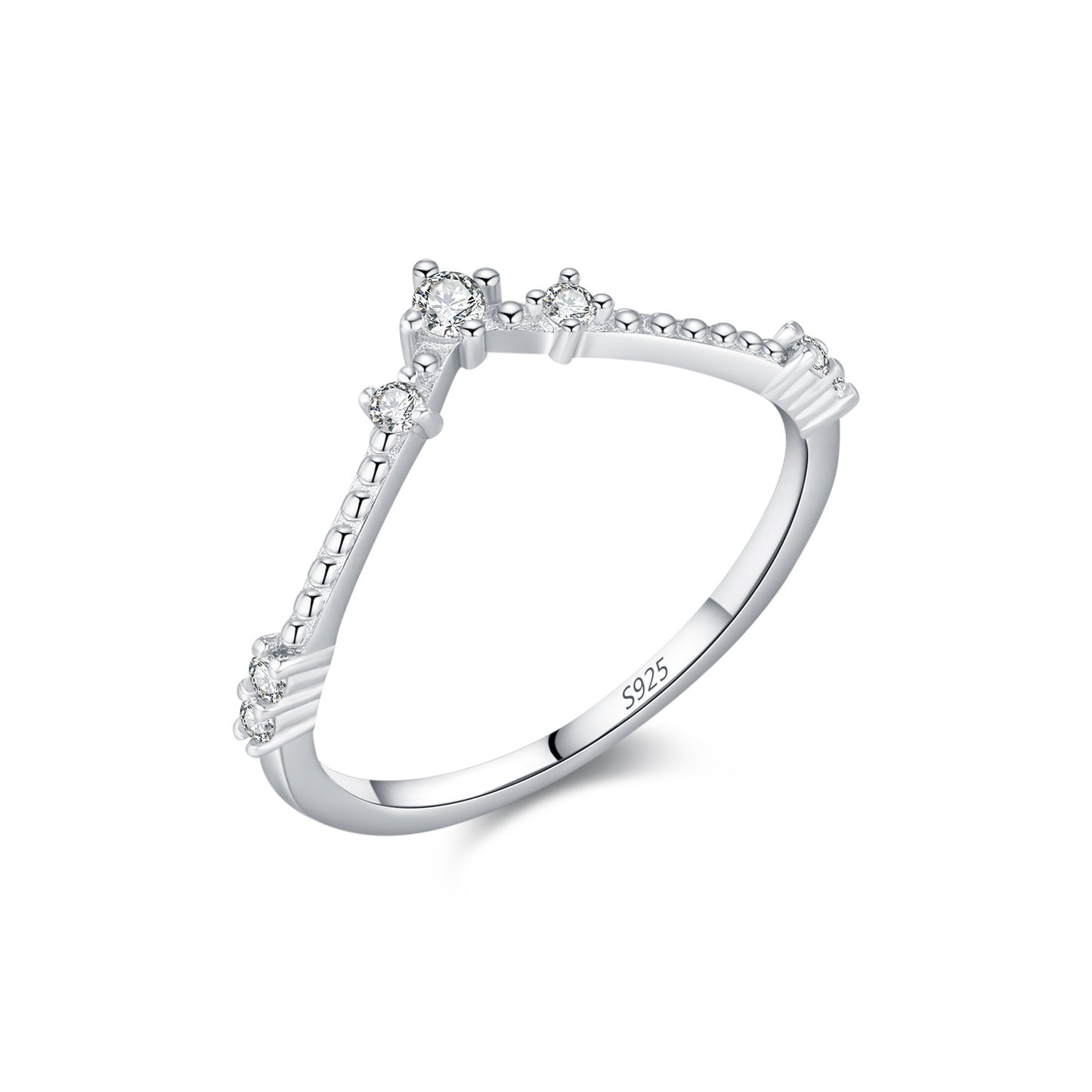 V-Shaped Sterling Silver Moissanite Ring