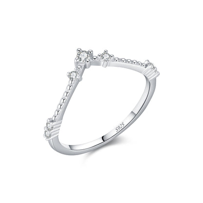 V-Shaped Sterling Silver Moissanite Ring