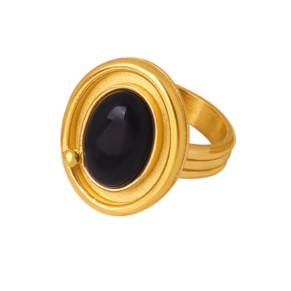 18k Gold Plated Black Onyx Ring