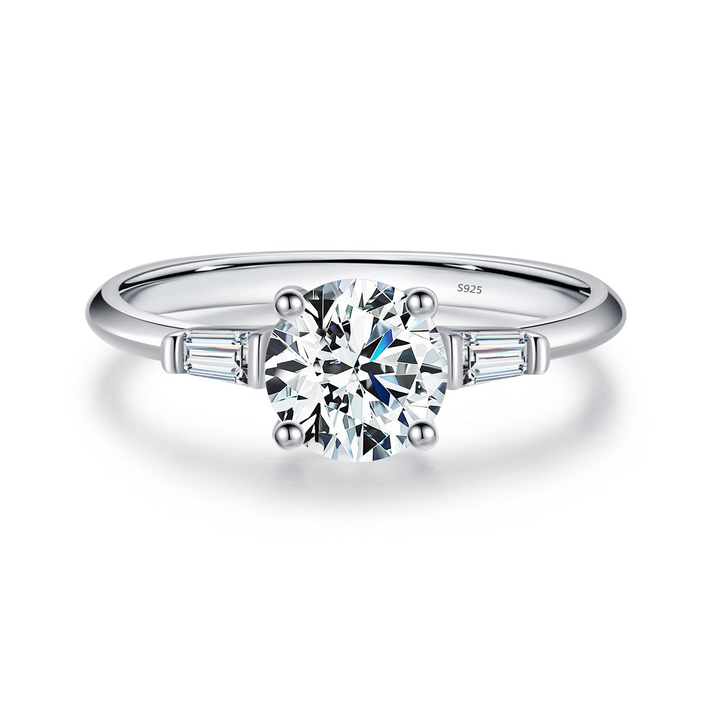 1 Carat Modern Sterling Silver Moissanite Ring