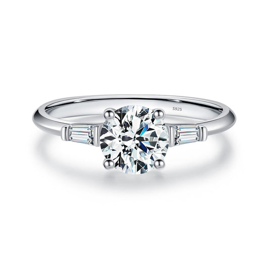 1 Carat Modern Sterling Silver Moissanite Ring