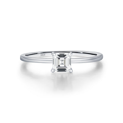 Simple Modern Sterling Silver Moissanite Ring