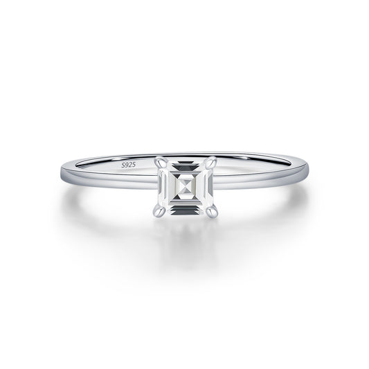 Simple Modern Sterling Silver Moissanite Ring