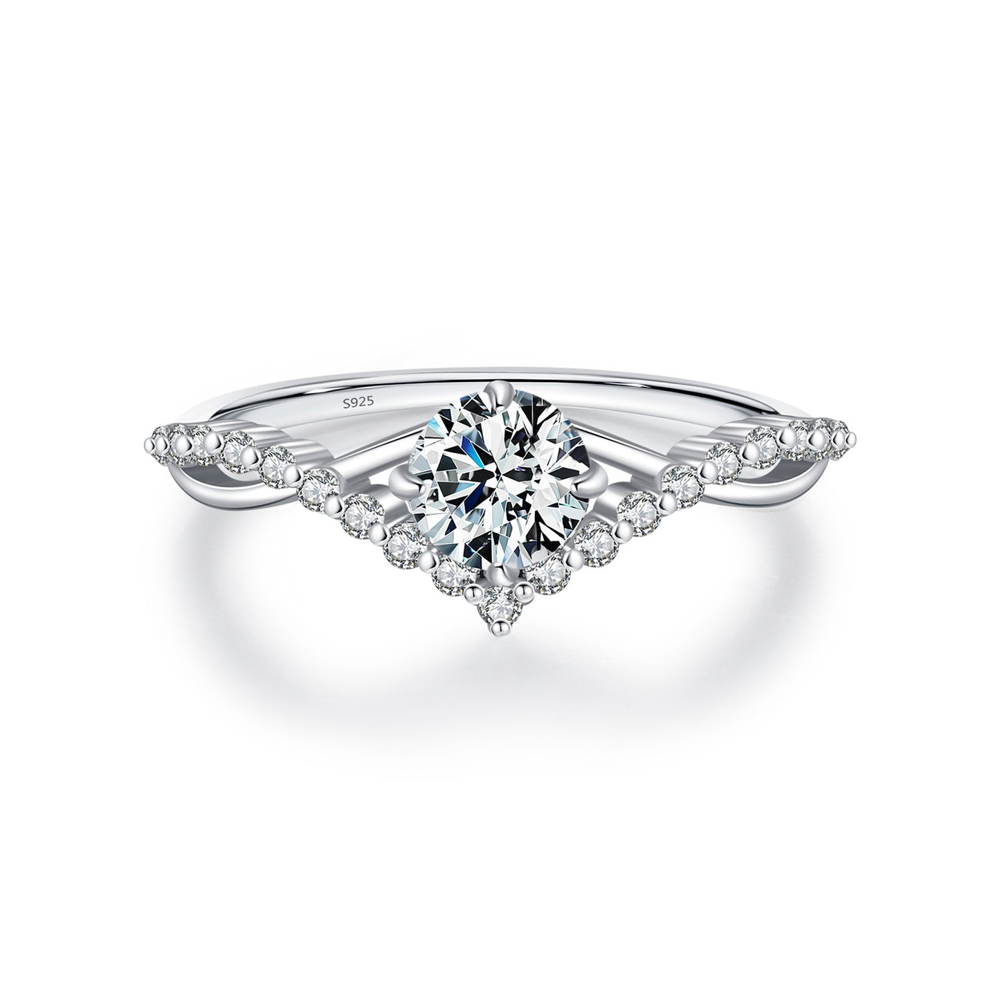 Crown Sterling Silver Moissanite Ring