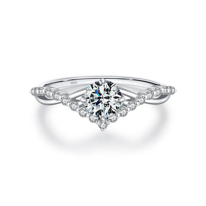 Crown Sterling Silver Moissanite Ring