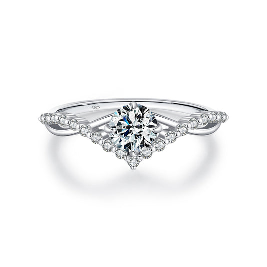 Crown Sterling Silver Moissanite Ring