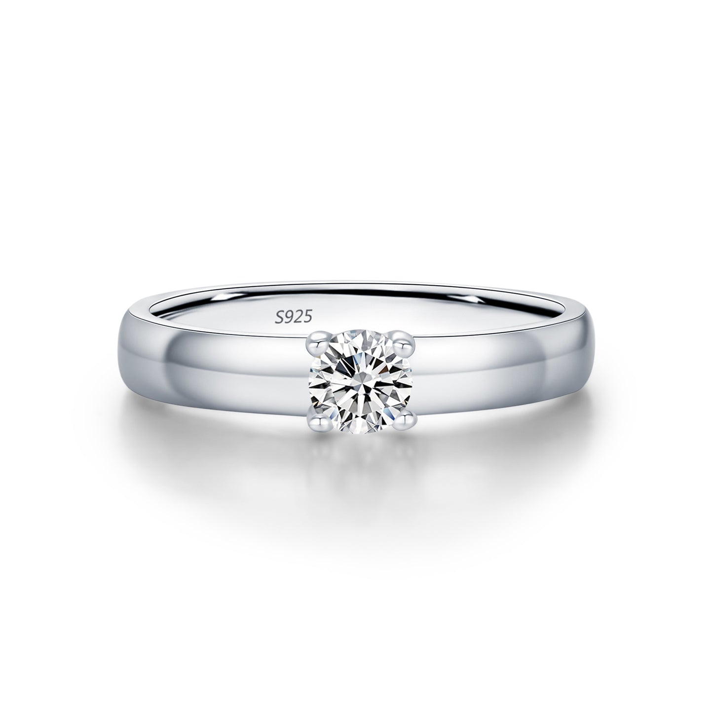 Classic Sterling Silver Moissanite Ring