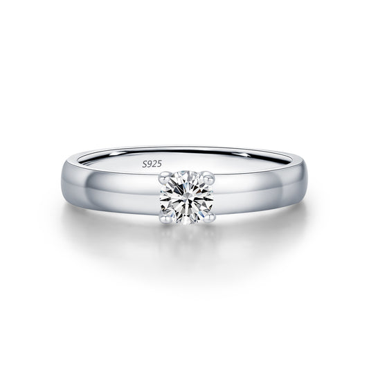 Classic Sterling Silver Moissanite Ring