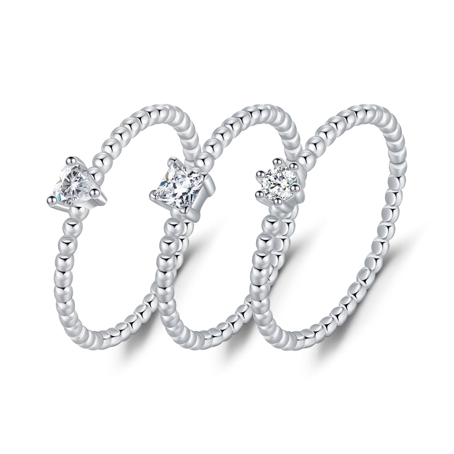 Sterling Silver Heart Moissanite Ring