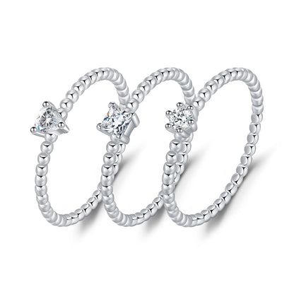 Sterling Silver Heart Moissanite Ring