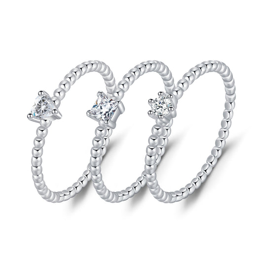 Sterling Silver Heart Moissanite Ring