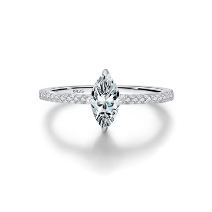 Rhombic Sterling Silver Moissanite Ring