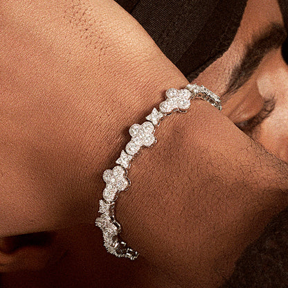 Cross Flower Hip Hop Zircon Bracelet