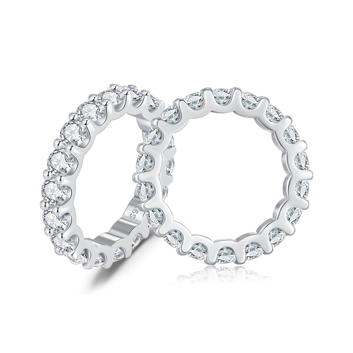 Full Diamond Sterling Silver Moissanite Ring