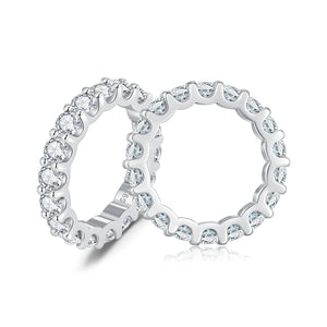 Full Diamond Sterling Silver Moissanite Ring