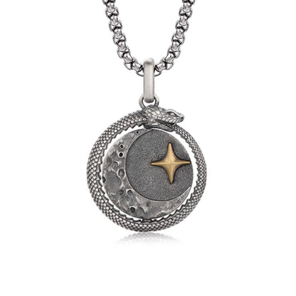 Vintage Coiled Snake Celestial Necklace