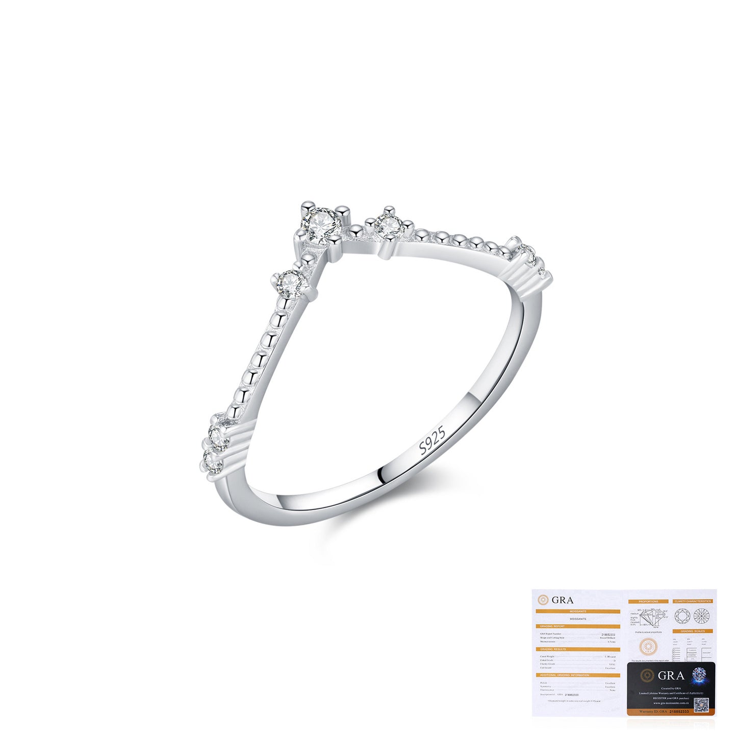 V-Shaped Sterling Silver Moissanite Ring