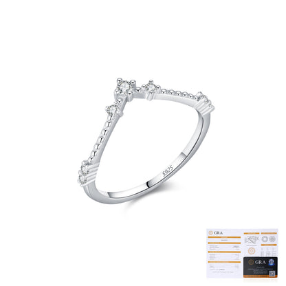 V-Shaped Sterling Silver Moissanite Ring