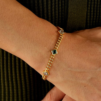 Green Zircon Cuban Chain