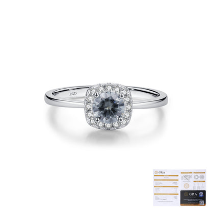 High-Grade Gray Sterling Silver Moissanite Ring