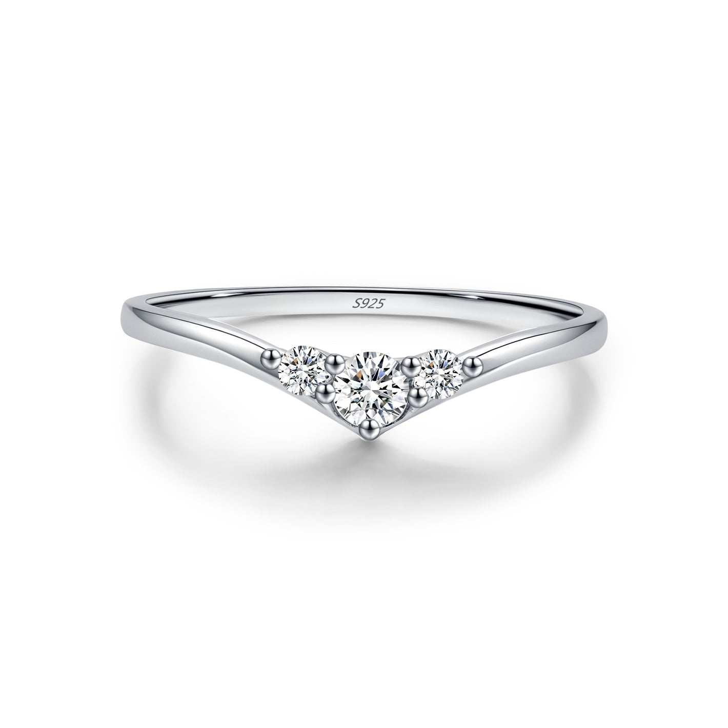 Sterling Silver Geometric Moissanite Ring