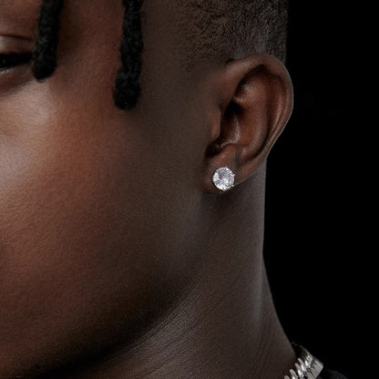 925 Silver Classic Round Zircon Earrings