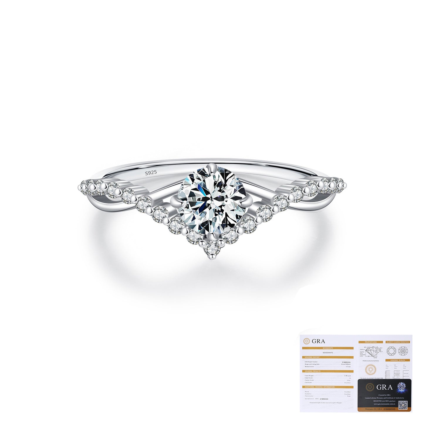 Crown Sterling Silver Moissanite Ring