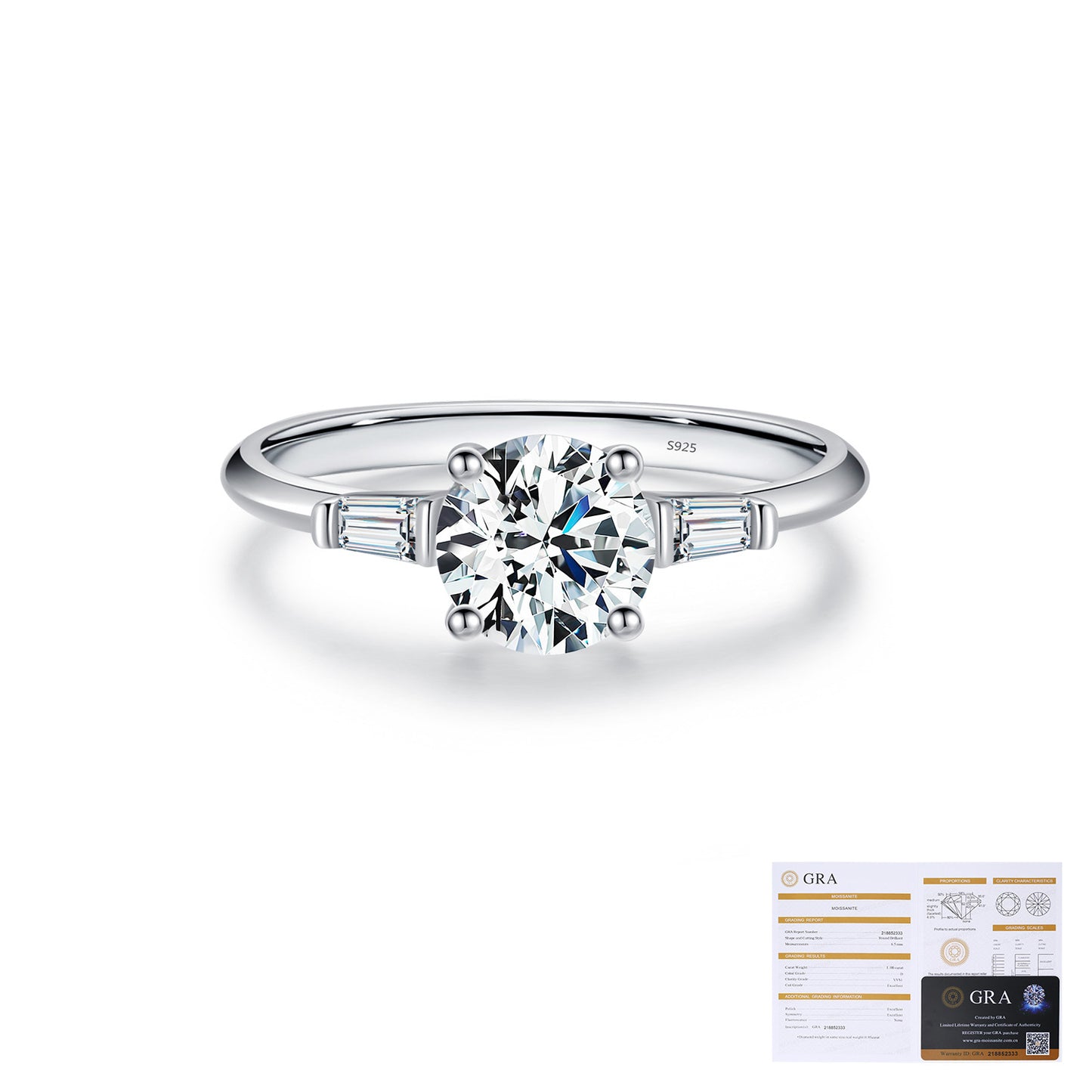 1 Carat Modern Sterling Silver Moissanite Ring