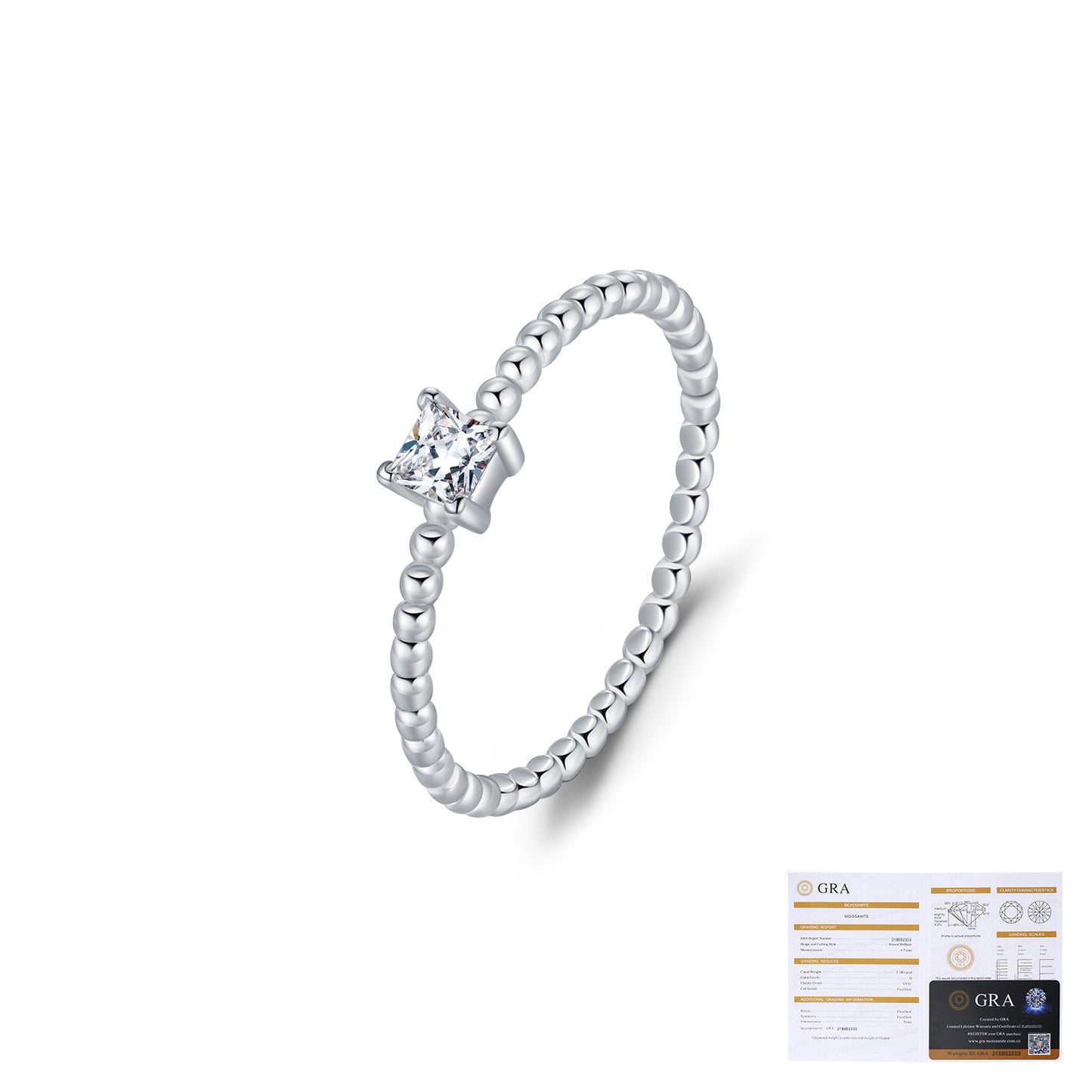 Sterling Silver Heart Moissanite Ring