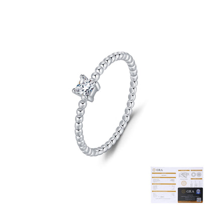 Sterling Silver Heart Moissanite Ring