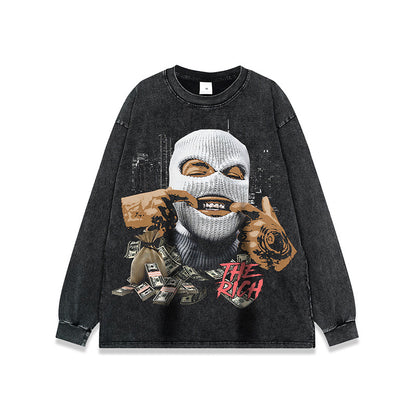 American Retro Hip-Hop Print Sweatshirt