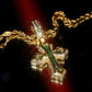 Green Diamond Cross Necklace