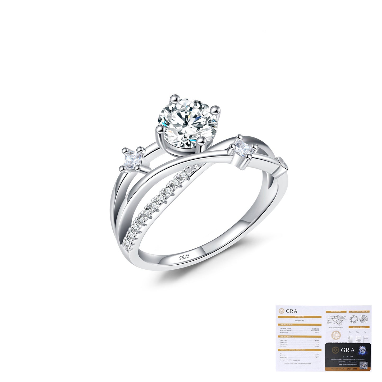 Flower Branch Sterling Silver Moissanite Ring