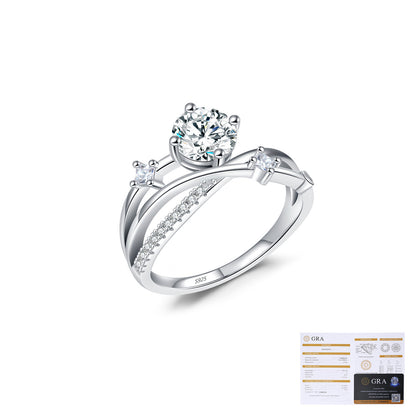 Flower Branch Sterling Silver Moissanite Ring