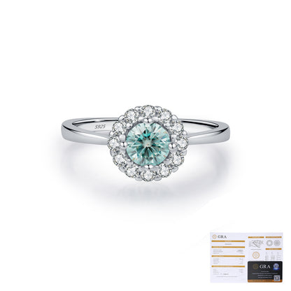 Halo Sterling Silver Moissanite Ring
