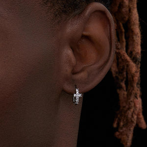 925 Sterling Silver Diamond Cross Earrings