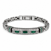 Vintage Engraved Woven Bracelet - Green Stone