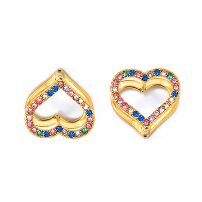 Double Sided Heart Shaped Diamond Earrings